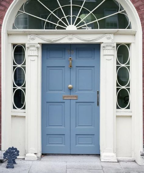 7 Front Door Colors That Could Help Your Home Sell for More Blue Front Doors Sherwin Williams, Popular Blue Paint Colors, Blue Front Door Colors, Blue Interior Doors, Brown Front Doors, Front Door Paint, Grey Front Doors, Front Door Inspiration, Pink Front Door