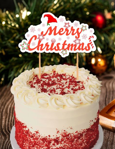 Merry Christmas Cake Topper, Printable Topper, Merry Christmas Cake, Printable Cake Topper, Christmas Cake Topper, Party Labels, Office Depot, Christmas Cake, Outdoor Christmas Decorations