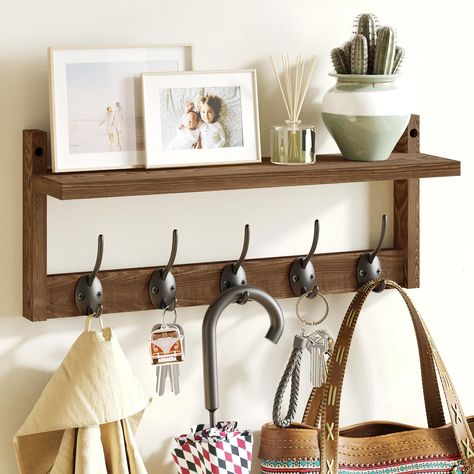 PRICES MAY VARY. ✅【Extra Space Saving Shelf For Storage Solution】17.12 x 4.52 inch at top with ledge offer a large space for decorative gadget or store stuff. You can not only use this wall coat rack to display plant, collections or other home accessories, but also display picture frames, Knick knack, plant, letter, key and so on. ✅【Kindly Two-In-One Function】The thoughtful design allows this wall hooks to have two functions. This cute wooden coat rack wall mount can be installed in your bedroom Wood Coat Hooks, Peloton Shoes, Bathroom Retro, Shelf Entryway, Space Saving Shelves, Hooks For Bathroom, Bedroom Retro, Wall Hanging Shelf, Coat Rack Hooks