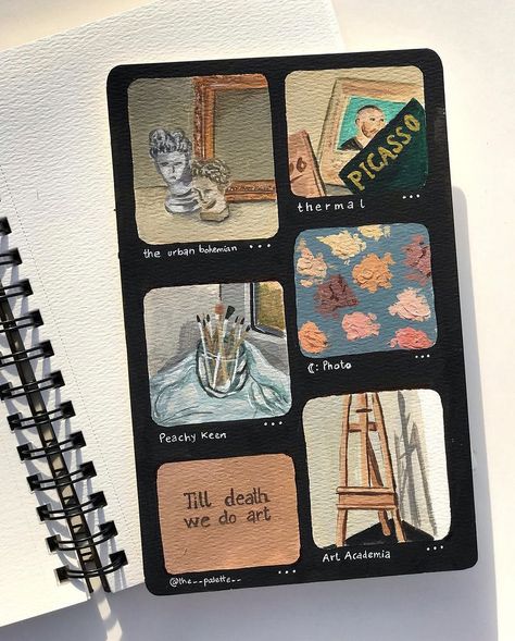 Cutout Sketchbook Pages, Sketchbook Covers Aesthetic, Acrylic Journal Painting, Acrylic Painting On Sketchbook, Art Journal Themes, Fun Sketchbook Pages, Painting Ideas In Sketchbook, Sketchbook Cover Page Ideas, Drawing Cover Page