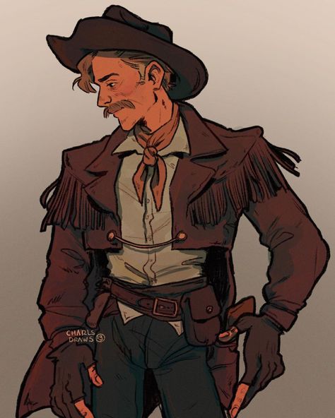 Cowboy Character Design, Cowboy Draw, Cowboy Outfit, Outfit Drawing, Oc Stuff, Tip Jar, Western Comics, Cowboy Outfits, Cowboy Art