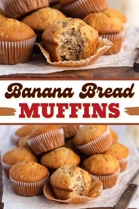 Easy Banana Baking Recipes, Banana Bread Recipe Cupcakes, Banana Muffins Made With Oil, Simple Banana Muffins, Easy Healthy Banana Muffins, Banana Muffin Recipes, Banana Bread Mini Muffins, Moist Banana Bread Muffins, Banana Bread Cupcakes