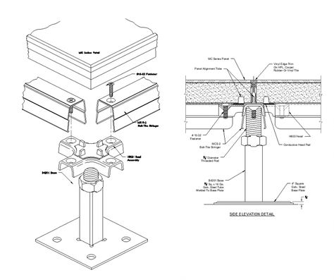 Raised floor system detail of pedestal detail elevation layout file - Cadbull Raised Floor Detail Drawing, Raised Floor Detail, Presentation Diagram, Living Room Sliding Doors, Floor Detail, Furniture Details Drawing, Raised Floor, Detail Drawing, Factory Architecture