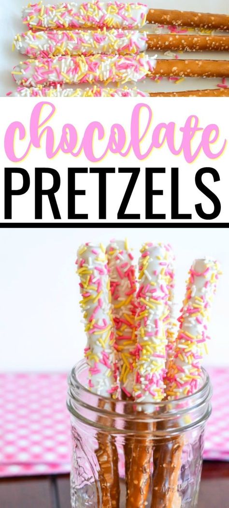 Looking for an easy Easter dessert recipe or Easter snack for kids? Try these white chocolate dipped pretzel rods rolled in sprinkles. They're fast, easy, and always a crowd pleaser! Easter Pretzel Rods, Easter Pretzel, Easter Snack, Chocolate Pretzel Rods, Chocolate Dipped Pretzel Rods, Covered Pretzel Rods, White Chocolate Covered Pretzels, Dipped Pretzel Rods, White Chocolate Pretzels