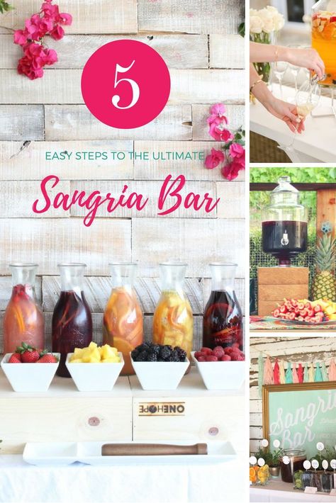 Set up a Sangria Bar with tips and tricks and lots of ideas! Sangria Party, Sangria Bar, Backyard Bridal Showers, Backyard Bbq Party, Fiesta Bridal Shower, Sangria Recipes, Party Bars, Wine Parties, Bbq Party