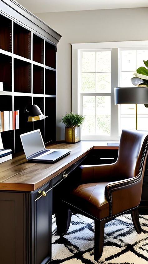 10 Masculine Small Home Office Ideas for the Modern Man Masculine Executive Office, Men’s Small Office, Small Home Office Men, Office 2 Desks, Masculine Office Design, Male Office Ideas, Manly Home Office, Masculine Desk, Home Office Men