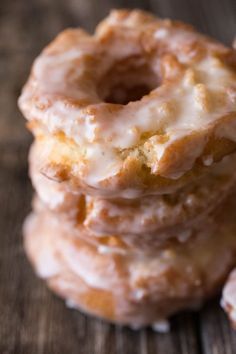 These Old Fashioned Buttermilk Donuts are all about the texture. They are soft and cakey on the inside, and golden brown on the outside with these beautiful nooks and crannies for that sweet glaze to hold onto. Buttermilk Donuts, Sour Cream Donut, Old Fashioned Donut, Cake Donuts Recipe, Easy Donut Recipe, Homemade Donuts Recipe, Baked Donut Recipes, Glazed Donuts, Buttermilk Recipes