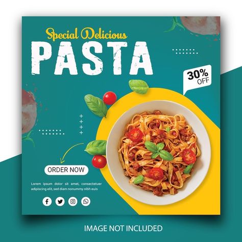 Pasta Social Media Post, Pasta Social Media, Food Social Media, Vector Food, Social Media Promotion, Post Templates, Media Post, Social Media Post, Premium Vector