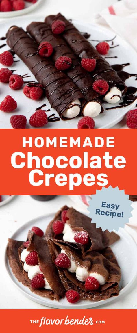 Crepe Recipe Chocolate, Chocolate Crepes Recipe Easy, Things To Put In Crepes, Dessert Crepes Filling, Crepe Maker Recipe, Crepe Ideas Breakfast, Bananas Foster Crepes, German Crepes Recipe, Crapes Recipe Filling