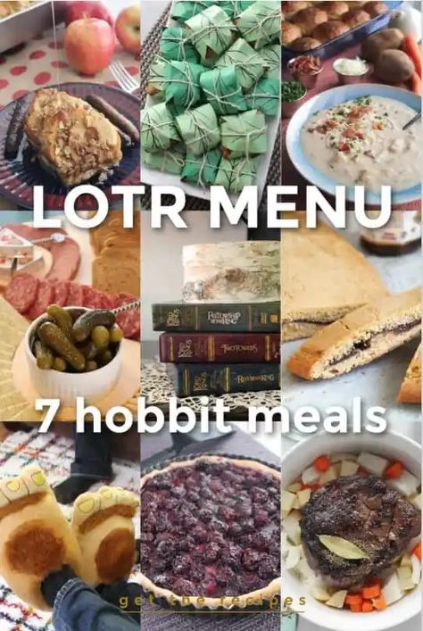 Lord of the Rings Menu – The Seven Hobbit Meals Lord Of The Rings Recipes Meals, Hobbit Menu Sign, Hobbit Bridal Party, Lord Of The Rings Meal Plan, Tolkien Inspired Food, Lord Of The Rings Meal Ideas, Hobbit Food Recipes Middle Earth, Hobbit Menu Meals, Lord Of The Rings Picnic