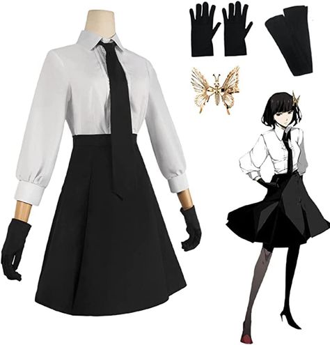 PRICES MAY VARY. The package includes: Pants + shirt + belt + tie + butterfly hair accessories + gloves. Size: Please check the size chart in the left picture carefully before you buy the costume. Design: Inspired by Bungo Stray Dogs Anime works , Dress Kimono Outfits,Highly restore the character image. Occasion: Perfect for school, casual wearing, work, cosplay, party, etc. Fine tailoring and design, soft and elastic make the sweatshirt more comfortable to wear. Simple and basic design makes it Anime Cosplay Costume, Anime Closet Cosplay, Bungo Stray Dogs Inspired Outfits, Character Inspired Outfits Anime, Outfits Inspired By Anime Characters, Anime Character Costumes, Anime Character Outfits, Simple Anime Cosplay, Academia Validation