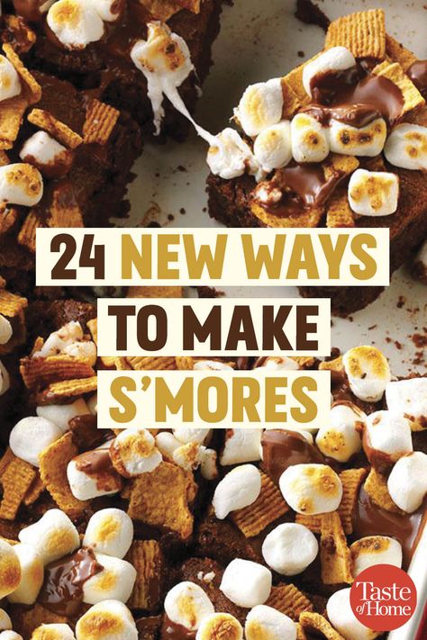 24 Fun Ways to Make S'mores S’mores Variations, S’mores Themed Desserts, S’mores Ideas, Savory Smores, Oven Smores, Cookies And Bars, Campfire Snacks, Entertaining Desserts, Pantry Recipes