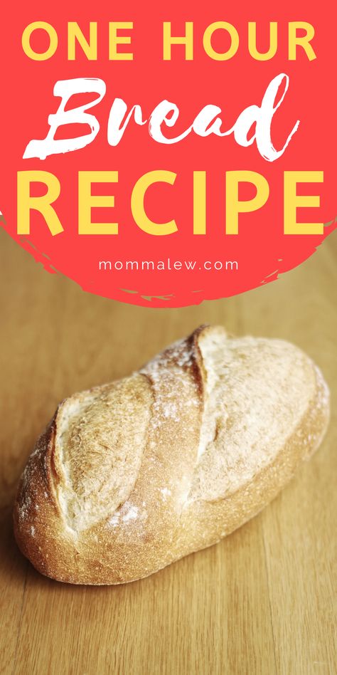 loaf of bread Easy 1 Loaf Bread Recipe, 1 Hr Bread, 1 Hour Homemade Bread, Bread Fast And Easy, One Loaf Bread Recipe Simple, Fast Yeast Bread Recipe, 90 Minute Bread, Easy Small Loaf Bread Recipes, Quick Loaf Of Bread