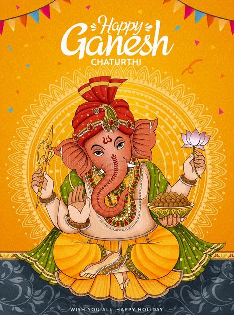 Happy Ganesh Chaturthi poster. Design on chrome yellow background #Sponsored , #AFFILIATE, #Chaturthi, #poster, #Happy, #Ganesh, #Design Happy Ganesh Chaturthi Poster, Ganesh Chaturthi Poster Design, Ganesh Chaturthi Poster, Ganesh Chaturthi Photos, Ganpati Invitation Card, Ganesh Chaturthi Greetings, Happy Ganesh Chaturthi Wishes, Happy Poster, Ganesha Drawing