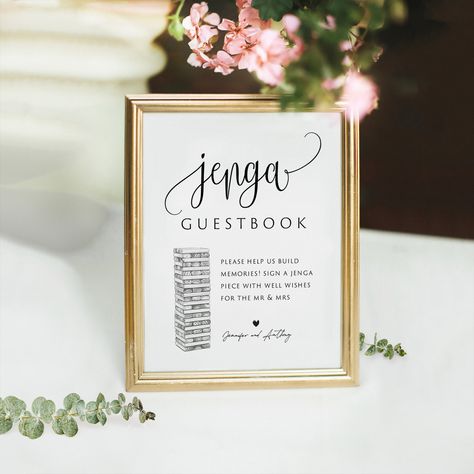 Wedding Jenga Guestbook Sign, Printable Jenga Guestbook Template, 5x7, 8x10, Jenga Guest Book Sign, Jenga Game Sign, Edit with TEMPLETT https://etsy.me/3eyUwbM #wedding #black #white #jengaguestbooksign #jengasign #jengablocksign #guestbooksign #weddingjengasign Wedding Jenga Sign, Jenga Sign In Guest Books, Jenga Wedding Sign, Jenga Wedding Guest Book Sign, Wedding Jenga Guest Book, Jenga Guest Book Sign, Guest Book Jenga, Jenga Wedding Guest Book, Wedding Jenga