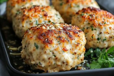 Parmesan Garlic Chicken Meatloaf, Chicken Parmesan Mini Meatloaf, Chicken Parmesan Meatloaf Muffins, Parmesan Meatballs Recipe, Garlic Parmesan Chicken Mini Meatloaves, Dinner Bakes Recipes, Garlic Parm Chicken Mini Meatloaf, Parmesan Turkey Meatloaf, Meatloaf Recipes Chicken