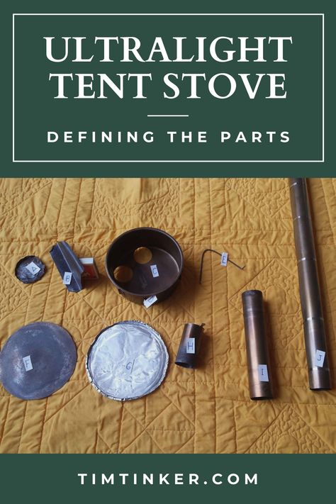 These are the components of the KISS dome stove. They all fit efficiently inside the fire dome (C) while backpacking. The fire dome can then fit inside the custom cooking pot to make a compact and effective winter tent heating and cooking system. It also can contain the extra components that convert the stove into a powerful outdoor stove for cooking in two pots at the same time. It even can hold a tiny alcohol backup burner. For more information please see my website post. Survival Tent, Solar Cooker, Winter Tent, Ultralight Tent, Backpacking Stove, Small Tent, Camp Stove, Tent Stove, Outdoor Stove