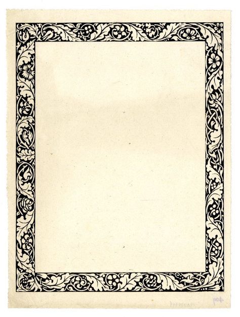 William Morris Border, Old Book Illustration Black And White, William Morris Illustration, Old Frame Drawing, Frame Design Border Drawing, Old Book Illustration, Kelmscott Press, Celtic Border, Illustrated Manuscript