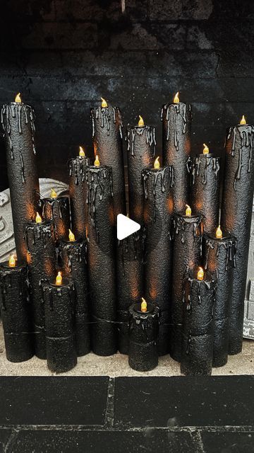 17K views · 2K likes | AUDREY GLASS on Instagram: "DIY SPOOKY MELTING CANDLES 🕯️🖤 All you need is: Pool noodles (dollar tree) Rubber-bands Hot glue gun Spray paint LED tea light candles Knife/Scissors" Fake Candles Halloween, How To Make Halloween Candles From Pool Noodles, Halloween Candles Out Of Pool Noodles, Diy Melted Candles Halloween, Pool Noodles Candles Halloween, Foam Noodle Halloween Candles, Halloween Candle Decorations, Halloween Decorations Candles, Diy Halloween Candle Decorations