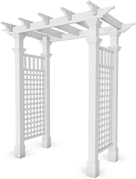 Amazon.com : vita Fairfield 58 inchW x 86 inchH Vinyl Arbor : Garden Arbors : Patio, Lawn & Garden Wisteria Pergola, New England Arbors, Garden Arch Trellis, L Furniture, Wood Arbor, Fence Gate Design, Cheap Pergola, Garden Arbor, Wooden Pergola