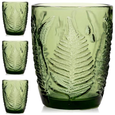 PRICES MAY VARY. Elegant & Durable Design - This green textured glassware set combines cute decorative colored glass with an extra sturdy build, making it the perfect choice for home dining, restaurant or barware. Versatile & Stylish - These glasses are ideal for water, juice or mixed drink. Their unique retro design adds a touch of vintage elegance to any drinkware collection, making them the best gift choice. Dishwasher Safe & Practical - Enjoy the convenience of heavy duty, thick tempered gla Cute Home Accessories, Cool Silverware, Etched Glass Cups, Mushroom Glass Cup, Boho Dishware, Cute Dishware, Fairy Aestethic, Gothic Homestead, Aesthetic Glassware