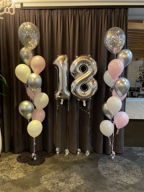 Balloons For 18th Birthday, 18th Birthday Party Balloons, Decorating For 18th Birthday, Balloon Decorations 18th Birthday, 18th Balloons Decoration, Balloons 18th Birthday, 18th Birthday Party Ideas Simple, 18th Bday Party Decorations, 18th Bday Balloons