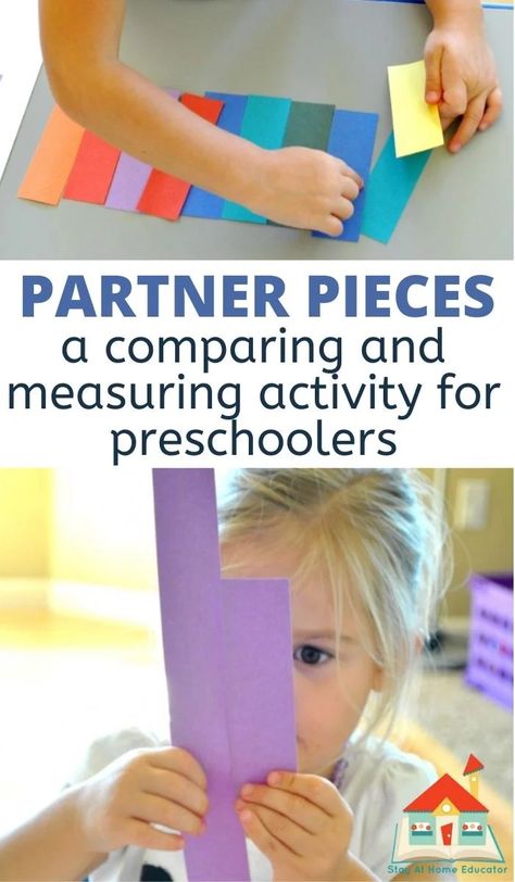 Partner Pieces: Length & Color Matching Measurement Activity Preschool Measurement Activities, Preschool Measurement, Measuring Activities, Teaching Measurement, Intentional Teaching, Activity For Preschoolers, Measurement Activities, Differentiation Math, Cutting Activities