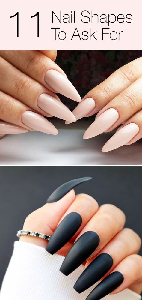 From coffin to squoval, nail shapes have come a long way. We found perfect examples of the 11 most requested nail shapes to help your nails be great — click above! Squoval Nail, Squoval Acrylic Nails, Nail Shapes Squoval, Flare Nails, Acrylic Nails Stiletto, Nails Pedicure, Lipstick Nails, Acrylic Nail Shapes, Different Nail Shapes