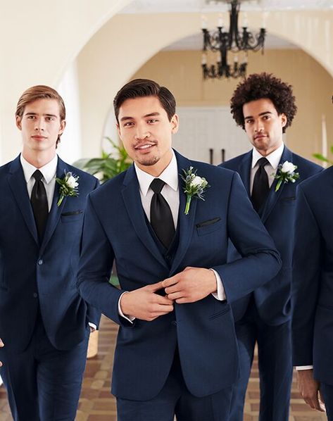 Blue Suit Ideas For Men, Blue Suit Black Tie, Suit Ideas For Men, Slim Fit Tuxedo Wedding, Blue Wedding Suit Groom, Mens Blue Suit, Groom Attire Black, Blue Tuxedo Wedding, Groom Blue Suit