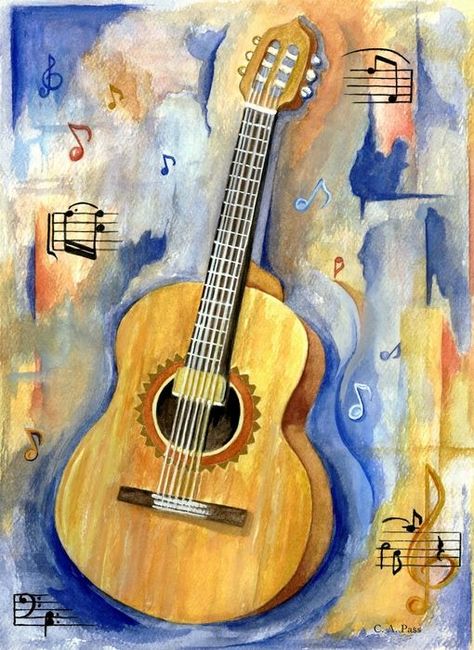 Guitar Paintings, Guitar Art Painting, Music Art Painting, Arte Jazz, Guitar Drawing, Music Drawings, Guitar Painting, Music Painting, Soyut Sanat Tabloları