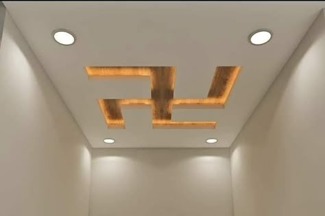 Contact for work or drawings 9912872910 Pooja Pop Design, Swastik False Ceiling Design, Fall Ceiling Designs For Pooja Room, Pooja Mandir False Ceiling Design, Pooja False Ceiling Design, Pooja Ceiling Designs, Mandir Pop Design, Pooja Room Pop Design, Puja Room False Ceiling Design