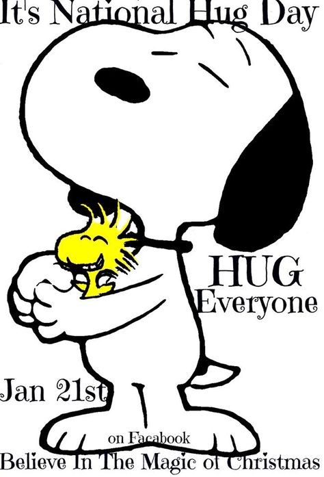 Snoopy Hugging Woodstock - It's National Hug Day - January 21st - Hug Someone National Hug Day, Woodstock And Snoopy, National Hugging Day, Snoopy Hug, Peanuts Wallpaper, Snoopy Tattoo, Valentine Week, Hug Day, Peanut Gallery