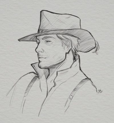 Vaquero Drawing, Red Dead Drawing, Rdr Drawing, Cowboy Drawing Easy, Red Dead Redemption 2 Drawing, Rdr2 Sketch, Cowboy Drawing Character Design, Arthur Morgan Journal Sketches, Cowboy Drawing Reference