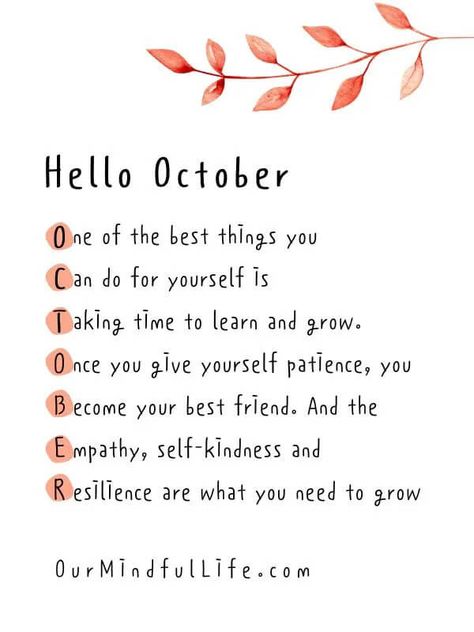 October 1st Quote, Birthday Month Quotes, New Month Quotes, Calendar Quotes, October Quotes, Our Mindful Life, Quotes 2023, Monthly Quotes, Hello October