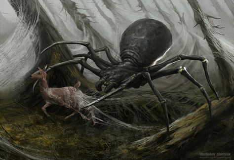 Spider 01, Sherbakov Stanislav on ArtStation at https://www.artstation.com/artwork/24GAA Arcadia Quest, Wolf Spider, Giant Spider, Heroic Fantasy, Spider Art, Fantasy Beasts, Arthropods, Fantasy Monster, Creepy Art