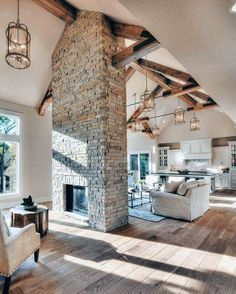 Top 60 Best Stacked Stone Fireplace Ideas - Interior Designs Stacked Stone Fireplaces, Two Sided Fireplace, Farmhouse Style Living Room, Double Sided Fireplace, Trendy Living Rooms, Farmhouse Interior, Hus Inspiration, Living Room With Fireplace, Stone Fireplace