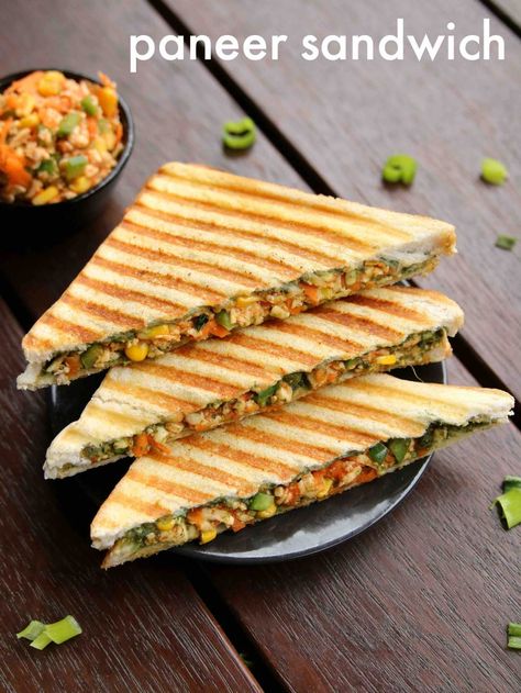 how to make grilled paneer sandwich recipe Paneer Sandwich Recipe, Cheese Grilled Sandwich, Grilled Sandwich Recipe, Sandwich Recipes Indian, Paneer Sandwich, Grilled Sweet Corn, Resep Sandwich, Grilled Paneer, Vegetarian Sandwich Recipes