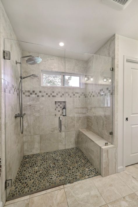 Roll In Shower Tile Ideas, Zero Edge Shower Floor, Curbless Shower Ideas Walk In Tile, Walk In Shower Flush With Floor, Curbless Shower Ideas Walk In With Bench, Shower Floor Tile Non Slip, Pebble Tile Shower Ideas, Curbless Shower Ideas, Stone Showers