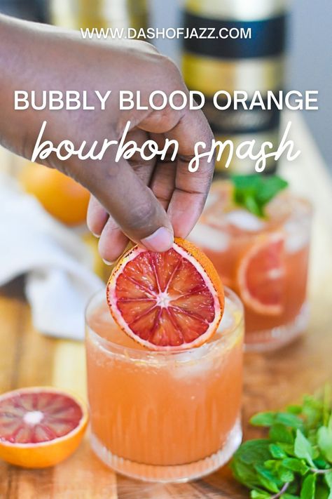 Bourbon Champagne Cocktail, Bourbon Orange Cocktails, Blood Orange Bourbon Cocktail, Bourbon Smash Cocktail Recipes, Orange Bourbon Cocktail, Margarita Board, Shaker Recipes, Smash Cocktails, Bourbon Smash Cocktail