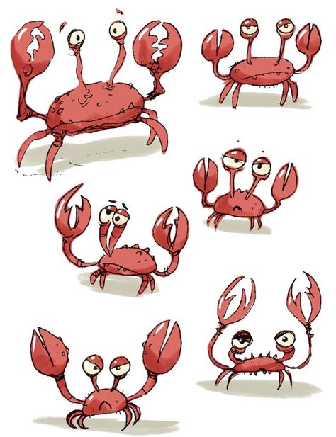 Cartoon Crab Drawing, Cruise Cocktails, Crab Sculpture, Cartoon Crab, Crab Cartoon, Animals Doodle, Crab Illustration, Crab Art, Cartoon Fish