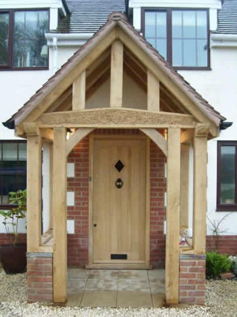 Oak porch Rain Porch, Porch Oak, Cottage Doors, Cloakroom Ideas, Oak Porch, Cosy Rooms, House Rendering, Porch Extension, Porch Swing Plans