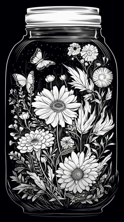 Black and White Background of Flowers in A Jar - Nature's beauty shines through black and white backgrounds. Capture the essence of landscapes and flora with these captivating phone wallpapers. White Wallpaper Iphone, Black And White Wallpapers, Flowers In A Jar, Black And White Backgrounds, Frühling Wallpaper, White Wallpapers, Black And White Wallpaper Iphone, Black And Purple Wallpaper, Black And White Books