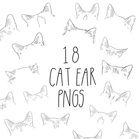 Cat Ears And Whiskers Tattoo, Cat Ear Line Drawing, Cat Head Tattoo Outline, Cat Ear Tattoo Simple, Cat Ear Outline Tattoo, Cat Ear Drawing, Ear Line Drawing, Cat Ears Drawing, Cat Ears Tattoo