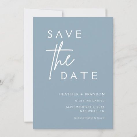 Dusty Blue Modern Photo Save The Dates Invitations #zazzle #weddinginvitations #birthdayinvitations #babyshowerinvitations #zazzleinvitations #monogram #businesscards #graduation #homedecor Simple Elegant Wedding, Date Invitation, Photo Save The Date, Elegant Photo, Wedding Location, Save The Date Card, Formal Invitation, Save The Date Invitations, Free Birthday Invitations