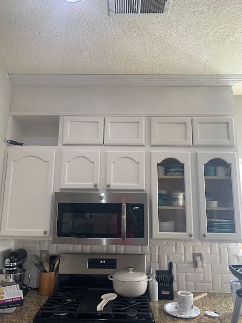 Cabinets Up To The Ceiling, Stacked Cabinets To The Ceiling, Adding Upper Cabinets To Kitchen, Add Top Cabinets In Kitchen, Adding Cabinets To Ceiling, Kitchen Cabinet Extension To Ceiling, Add Cabinets Above Kitchen Cabinets, Cabinet Extension To Ceiling, Stacked Cabinets Kitchen