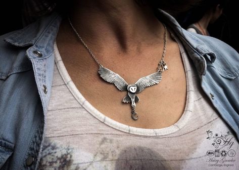 Labyrinth Music, Owl Necklaces, Owl Necklace Silver, Recycled Necklaces, Modelling Clay, Rabbit Necklaces, Hair Jewels, Metalsmithing Jewelry, Metal Clay Jewelry