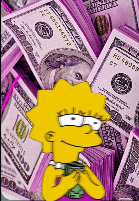 Pink Money Aesthetic Wallpaper, Baddie Gangsta Aesthetic, Save Money Wallpaper Aesthetic, Lisa Simpson Aesthetic Wallpaper, Money Pink Aesthetic, Money Aesthetic Cartoon, Pink Gangsta Aesthetic, Money Background Aesthetic, Money Icon Aesthetic