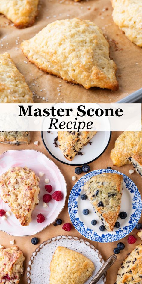 Make tall, buttery, flaky scones like a pro in just 10 minutes of active prep time with my tried and true scones recipe. Now you can make moist, flavorful scones with your choice of add-ins that rival your local bakery. Keep reading for all my add-in ideas, tips, and tricks for scone perfection! Fair Scones Recipe, Self Rising Flour Scones, Cobbs Bread Scones Recipe, Best Scones Recipe Ever Uk, Recipes For Scones, Easy Drop Scones Recipe, Jam Scones Recipe, Scone Flavors, Simple Scone Recipe