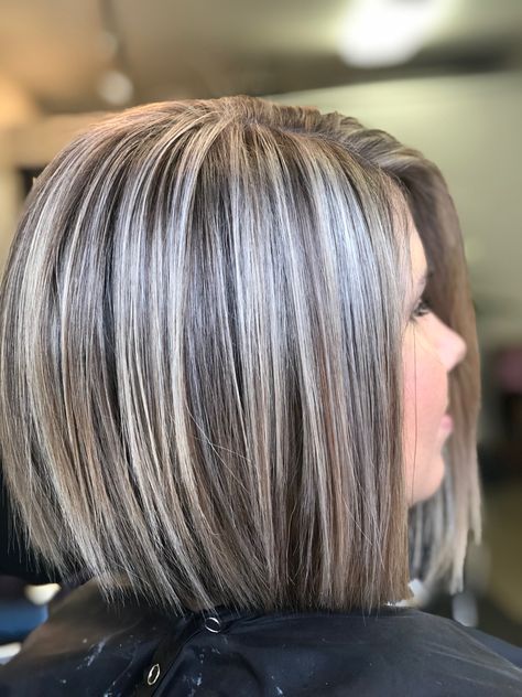 Grey Blonde Hair, Summer Hair Highlights For Brunettes, Chin Length Haircuts, Frosted Hair, Highlights Ombre, Grey Hair Transformation, Color Formulas, Grey Hair Inspiration, Highlights For Brunettes