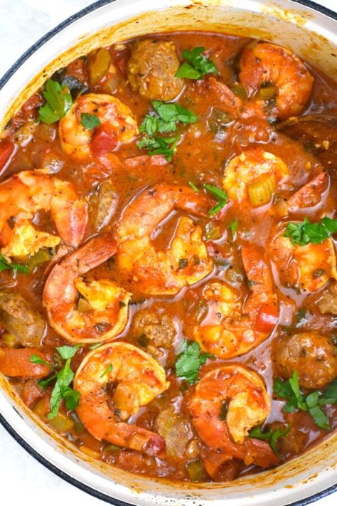 Shrimp Creole with Sausage - GypsyPlate Shrimp Sauce Piquant Louisiana, Creole Recipes Louisiana, Sausage And Shrimp Recipes, Jambalaya Soup, Shrimp Meals, Creole Jambalaya, Creole Gumbo, Shrimp And Sausage, Shrimp Creole